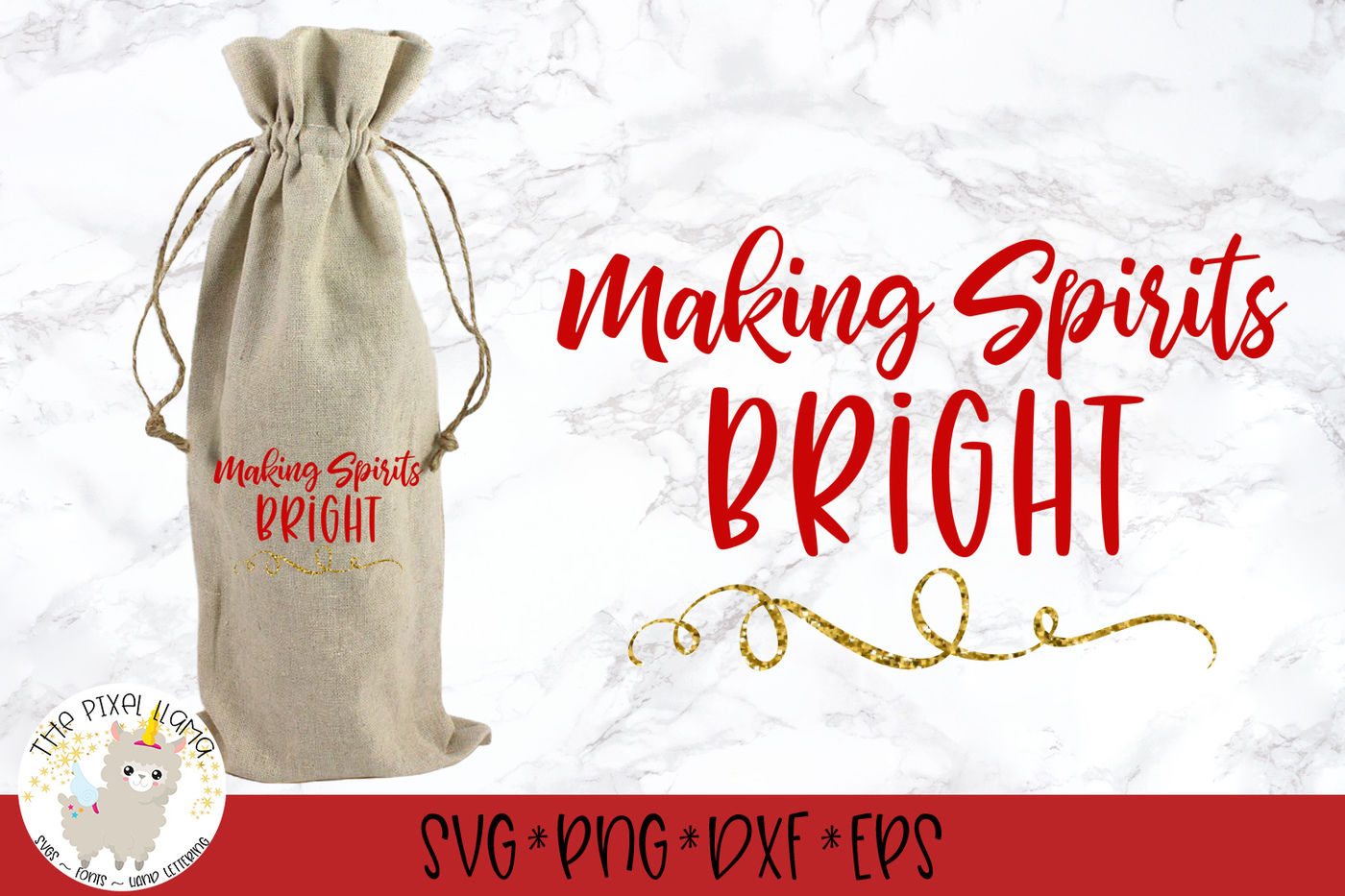 Making Spirits Bright SVG Cut File By The Pixel Llama | TheHungryJPEG