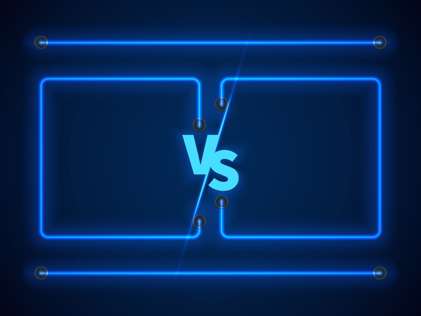 Versus screen with blue neon frames and vs letters. Stock vector By
