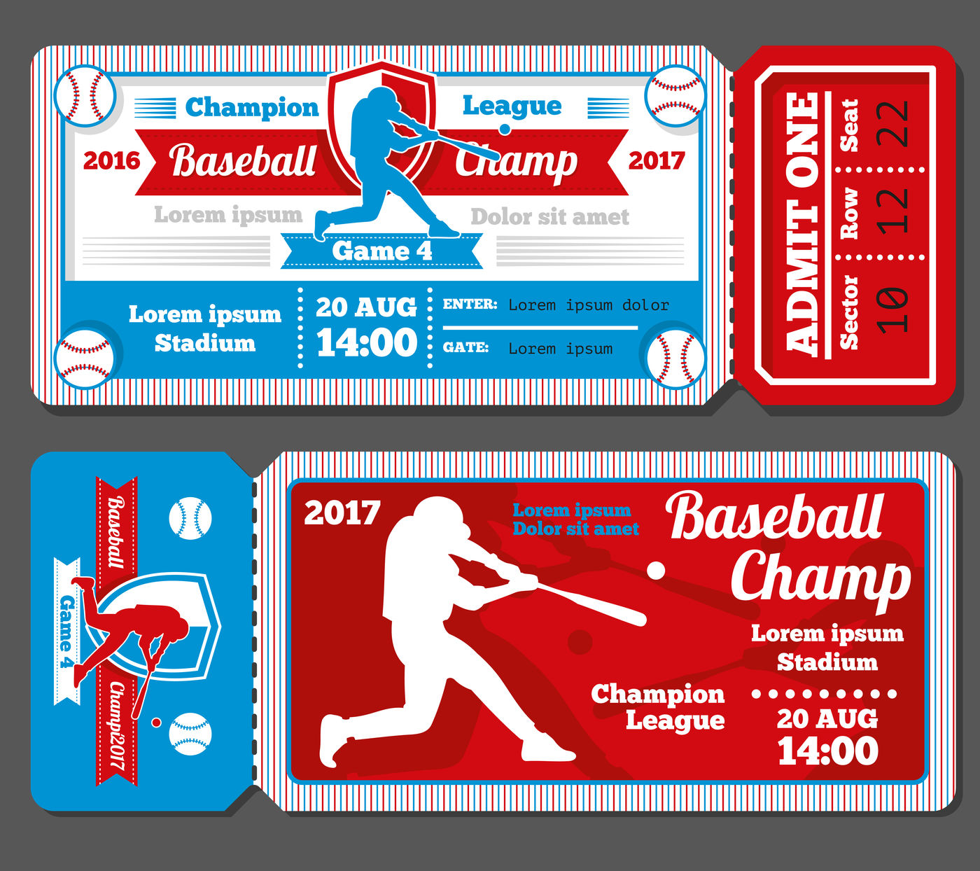 Vintage baseball, sports vector tickets set By Microvector TheHungryJPEG