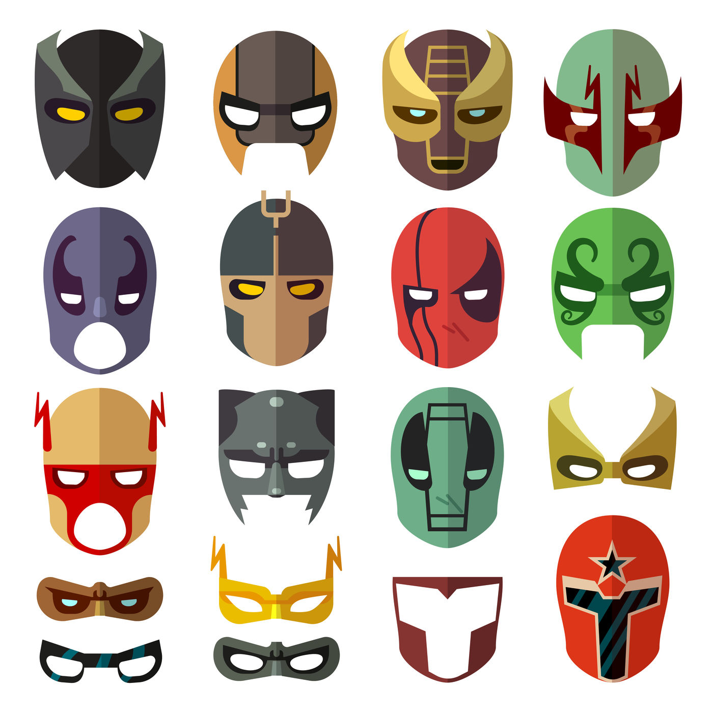 Superhero Masks Vector Flat Collection By Microvector TheHungryJPEG