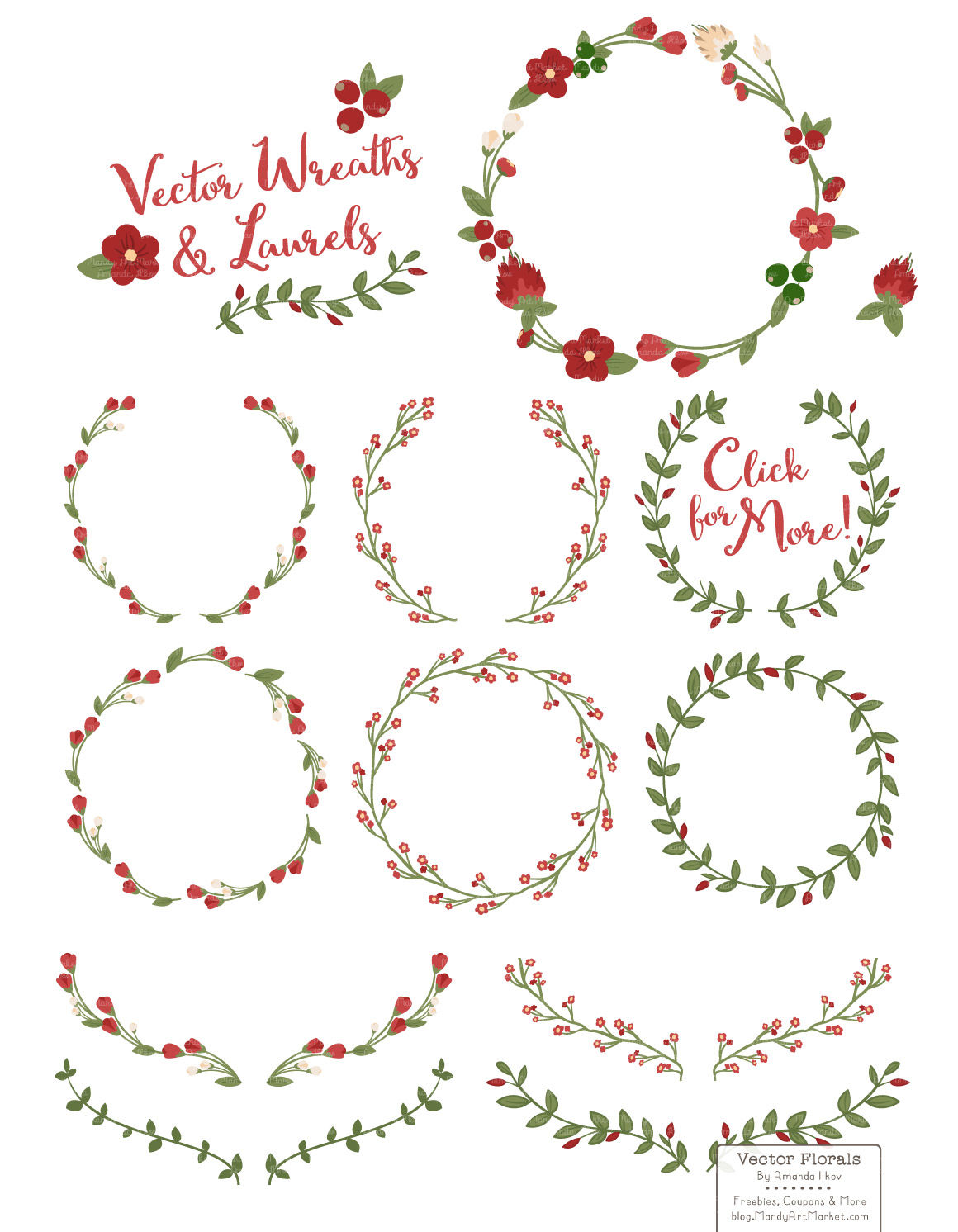 Download Christmas Wreath & Laurel Vectors By Amanda Ilkov ...
