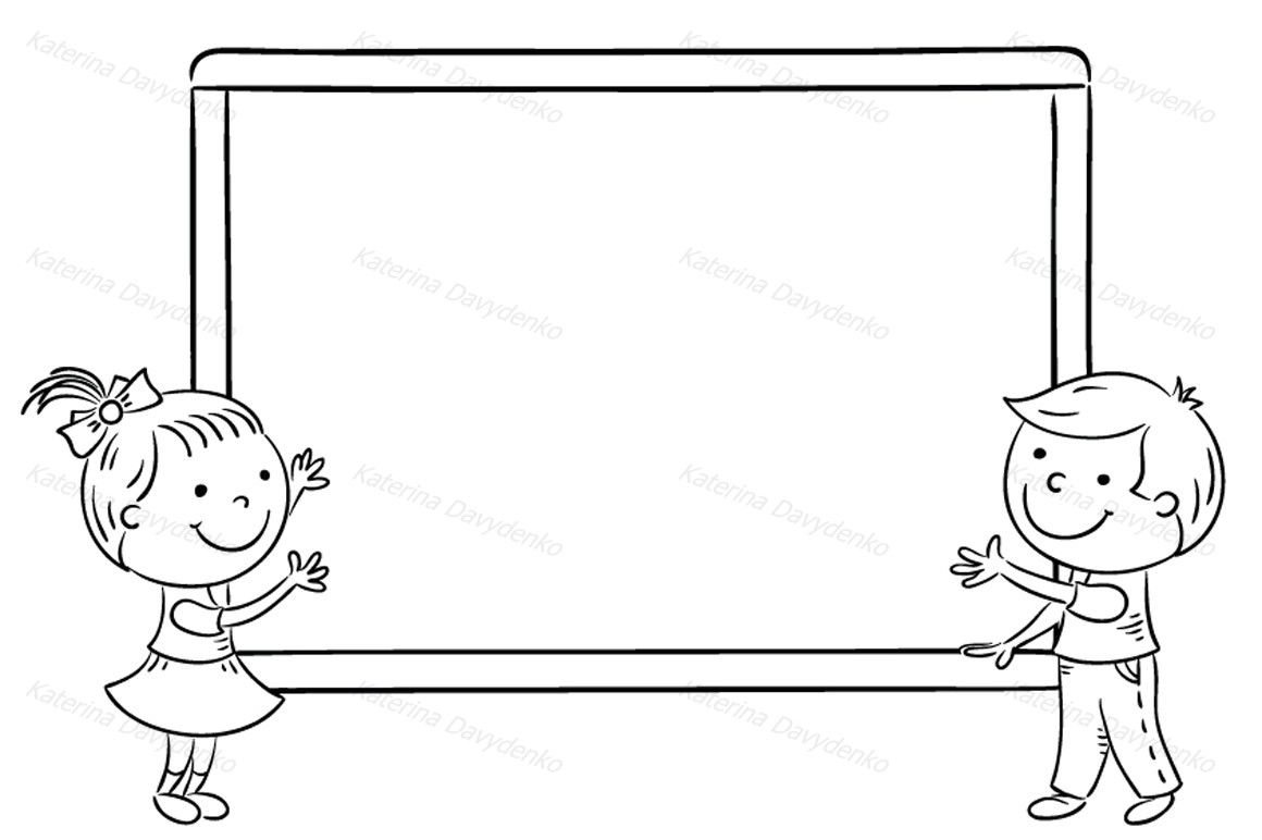 Cartoon schoolchildren at the blackboard in the classroom By Optimistic  Kids Art | TheHungryJPEG