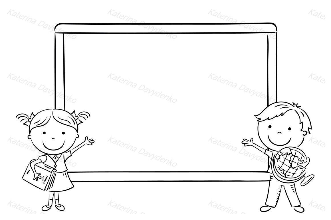 Cartoon schoolchildren at the blackboard in the classroom By Optimistic  Kids Art | TheHungryJPEG