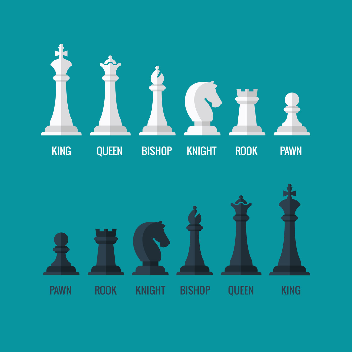 Premium Vector  Set of chess pieces vector rook knight king pawn