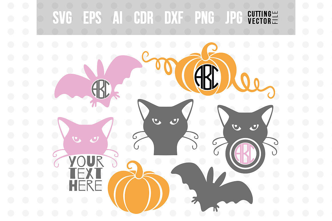 Halloween monogram SVG Bundle - svg, eps, ai, dxf, png, jpg By