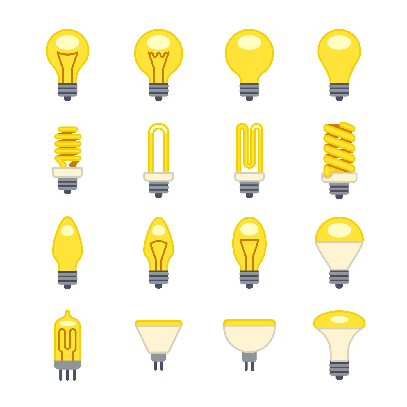 Light bulb flat vector icons By Microvector | TheHungryJPEG.com