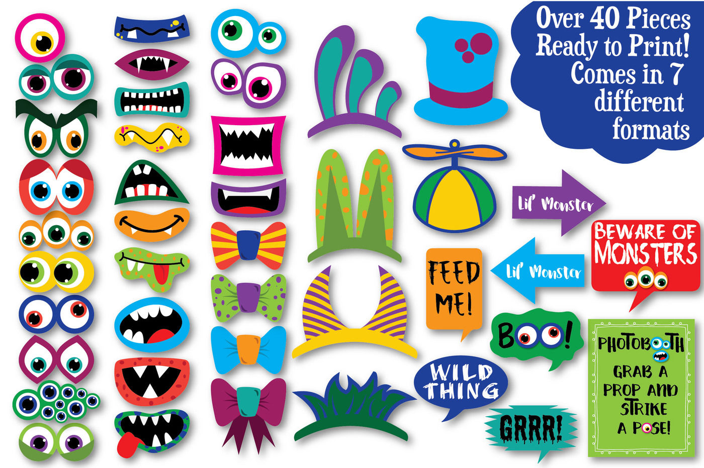 Monster Photo Booth Props And Clipart Svg Cut File Png Dxf By Shannon Keyser Thehungryjpeg Com