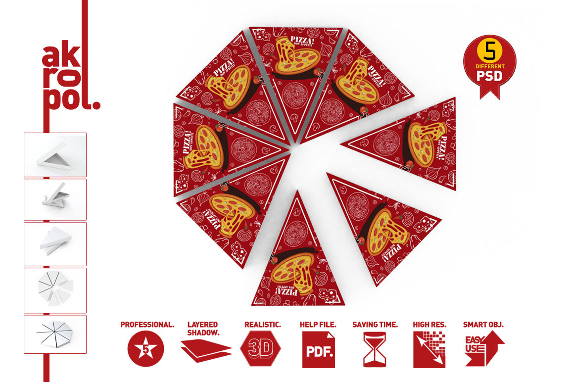Download Pizza Slice Box Packaging Mockup By akropol | TheHungryJPEG.com