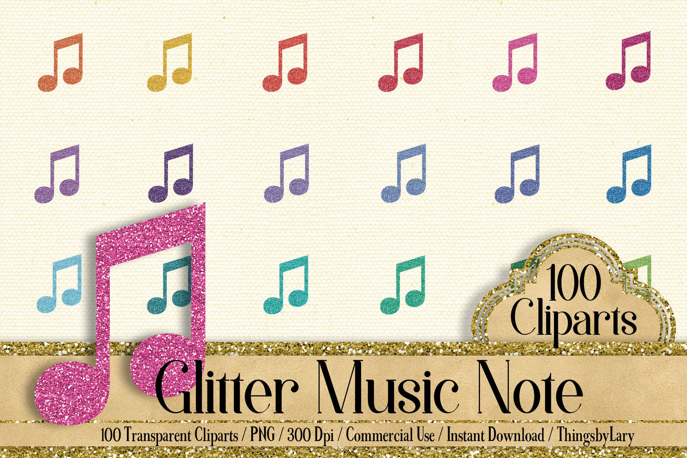100 Glitter Music Note Clip Arts Glitter Kid Birthday Decor By