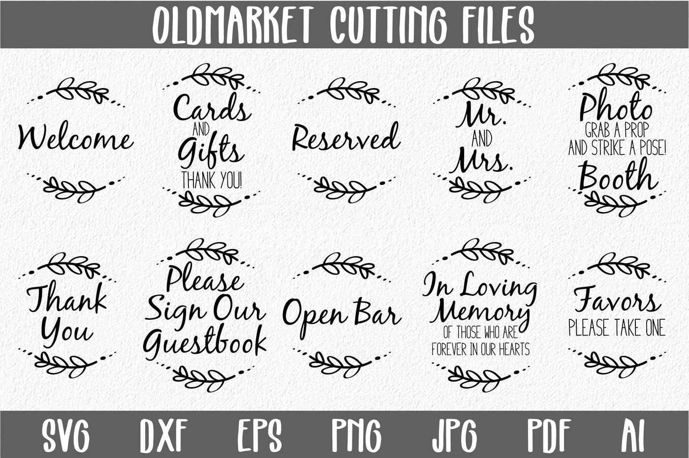 Download Wedding Reception Signs SVG Cut Files-DXF-AI-SVG-JPG-PNG-PDF By Shannon Keyser | TheHungryJPEG.com