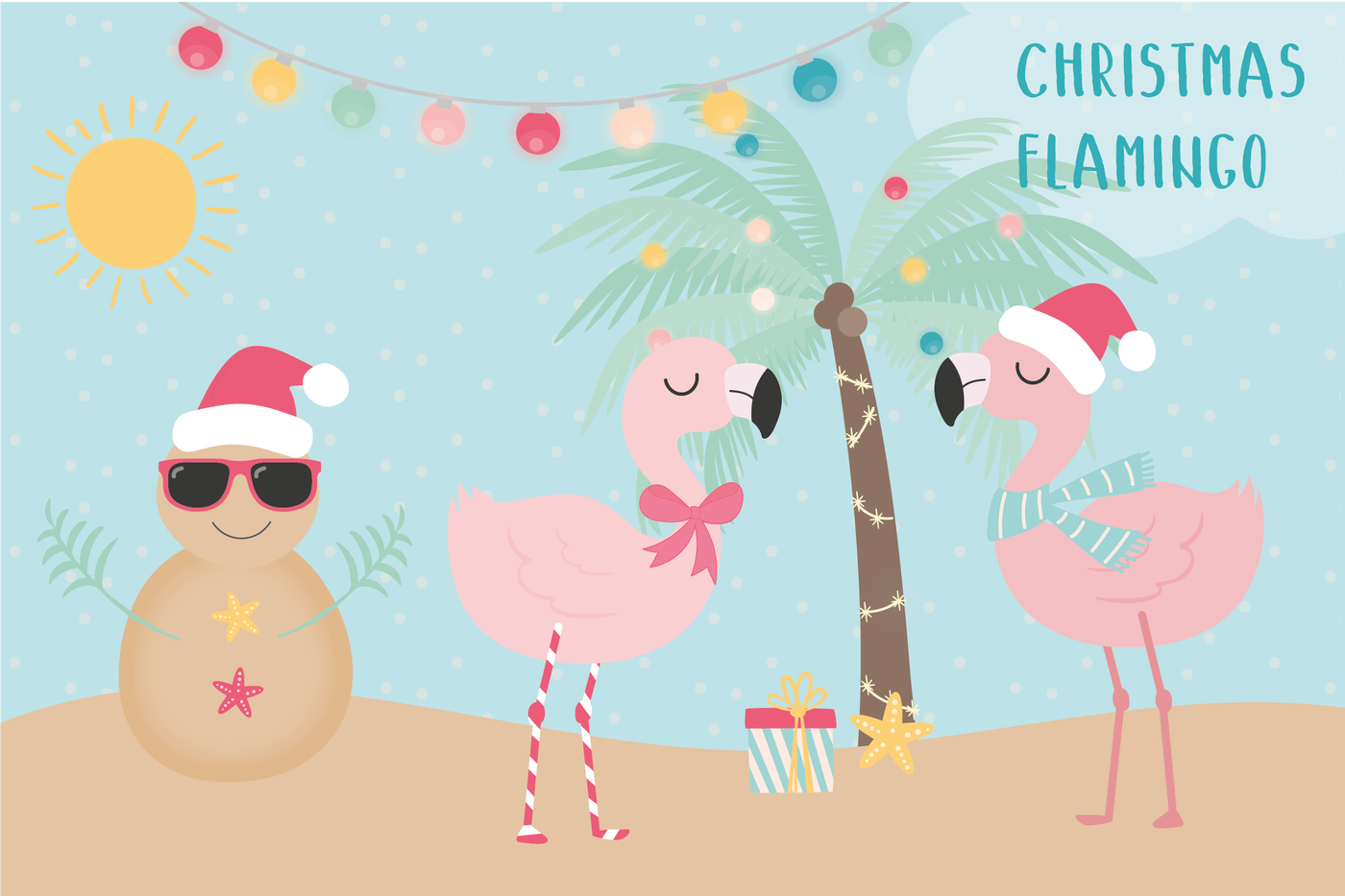 Christmas Flamingo Clipart By Poppymoon Design Thehungryjpeg Com