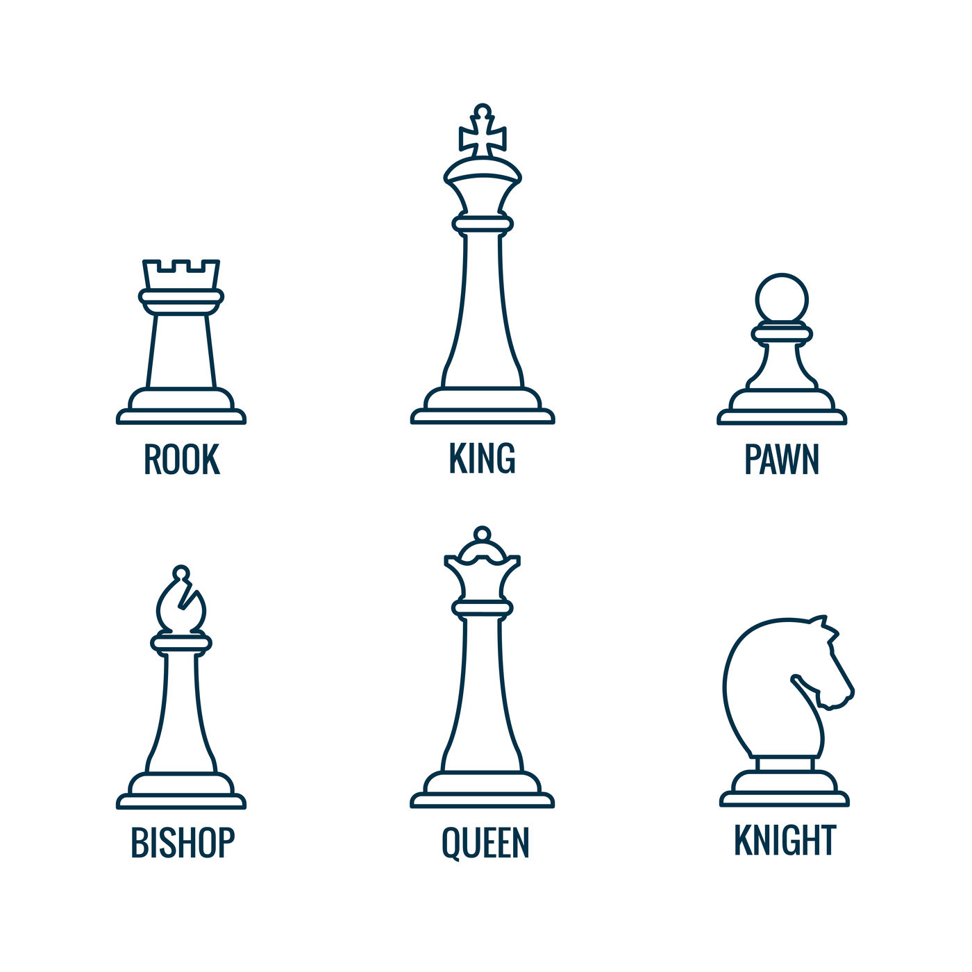 Hand drawn set of chess pieces. Strategy game that develops intelligence.  King, queen, rook, bishop, pawn Doodle styie. Vector illustration 7116276  Vector Art at Vecteezy