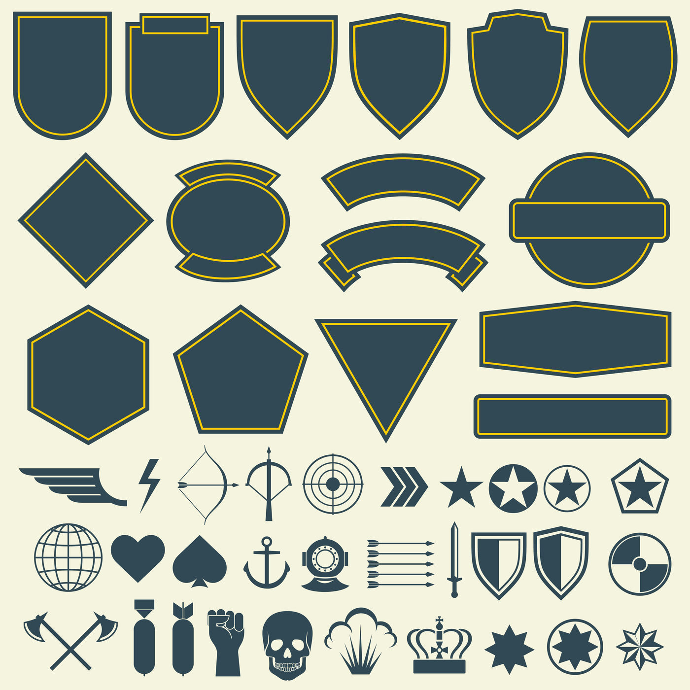 Vector elements for military, army patches, badges set By Microvector