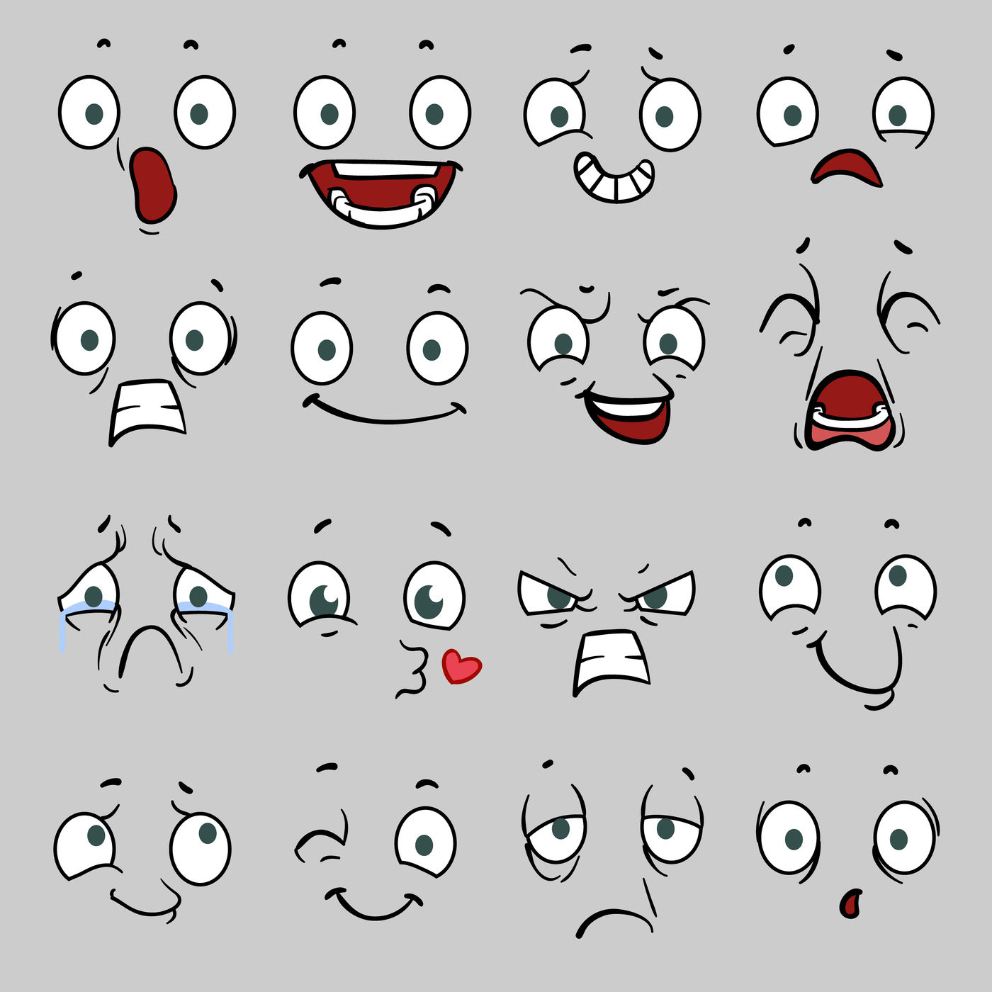 Cartoon face expressions, vector