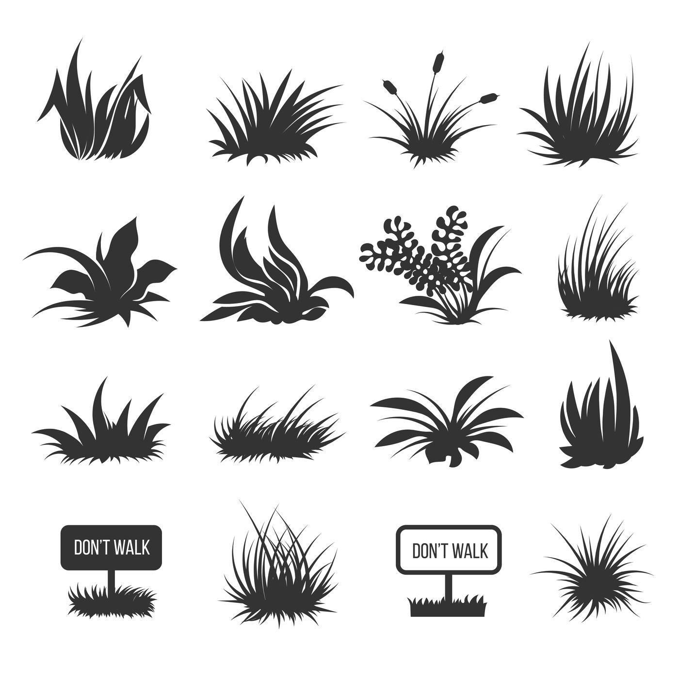 Download Grass and lawn vector silhouettes By Microvector | TheHungryJPEG.com
