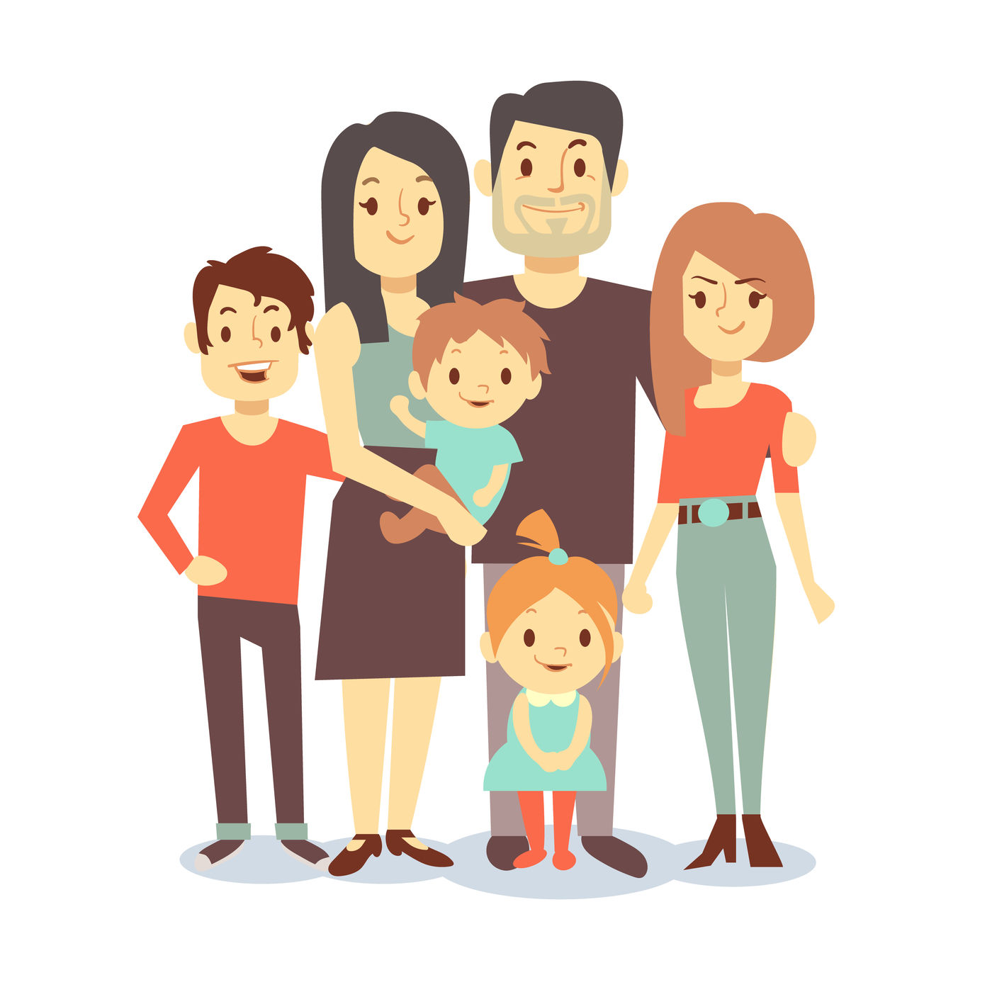 Cute cartoon family vector characters in casual clothes By ...