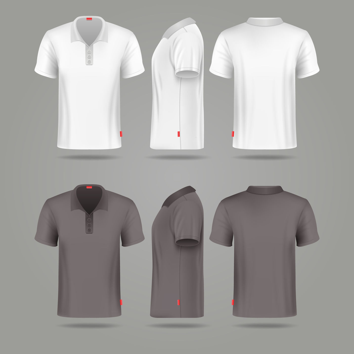 Download White black mens polo t-shirt front back and side views By Microvector | TheHungryJPEG.com