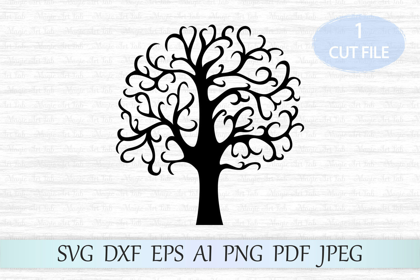 Download Tree svg, Family tree svg file, Black tree clipart, Tree cut file By MagicArtLab | TheHungryJPEG.com