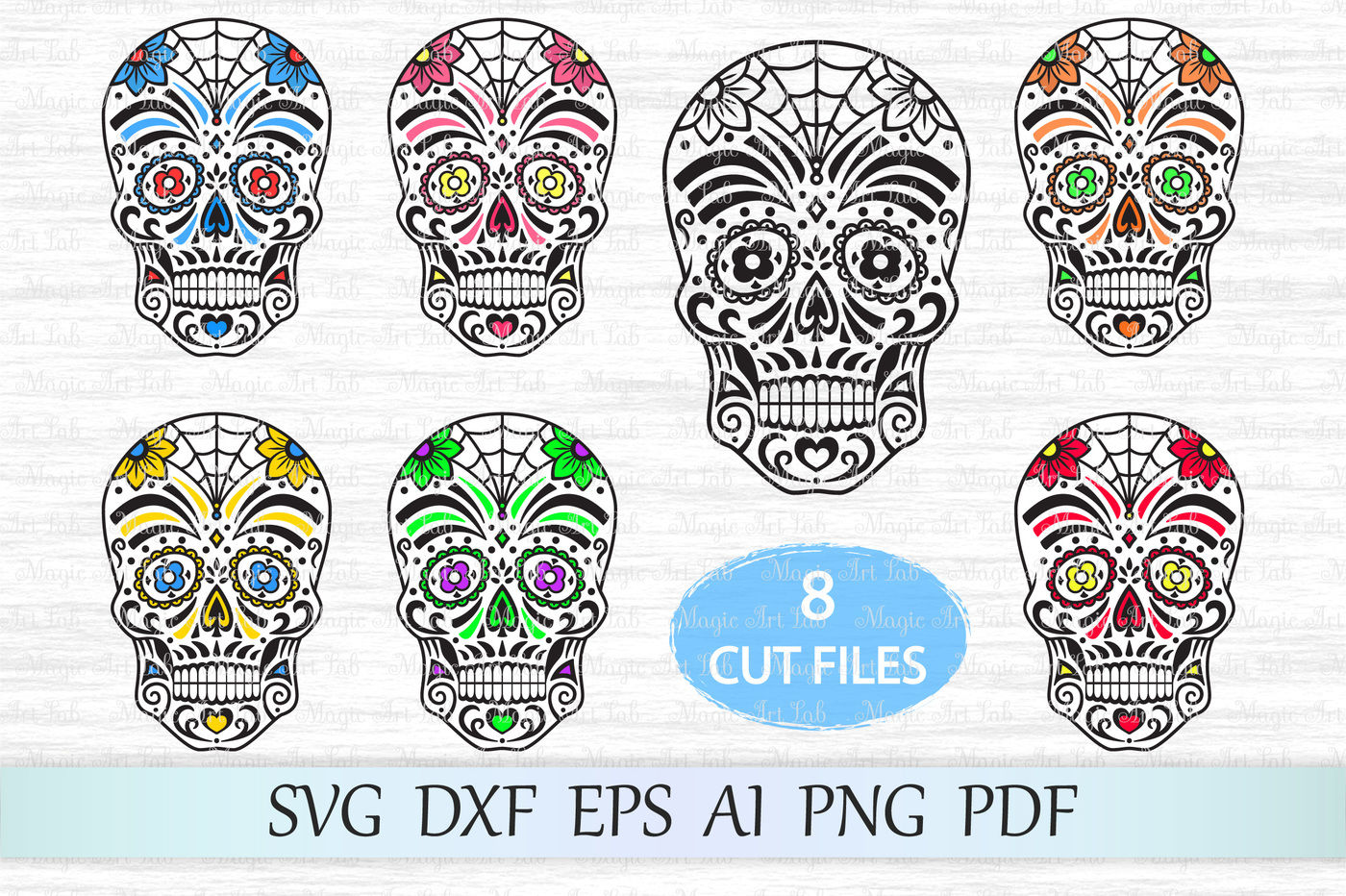 Download Sugar Skull Svg Day Of The Dead Svg Halloween Svg Candy Skull Svg By Magicartlab Thehungryjpeg Com