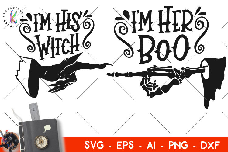 Download I'm his witch svg I'm her Boo svg Halloween svg By ...