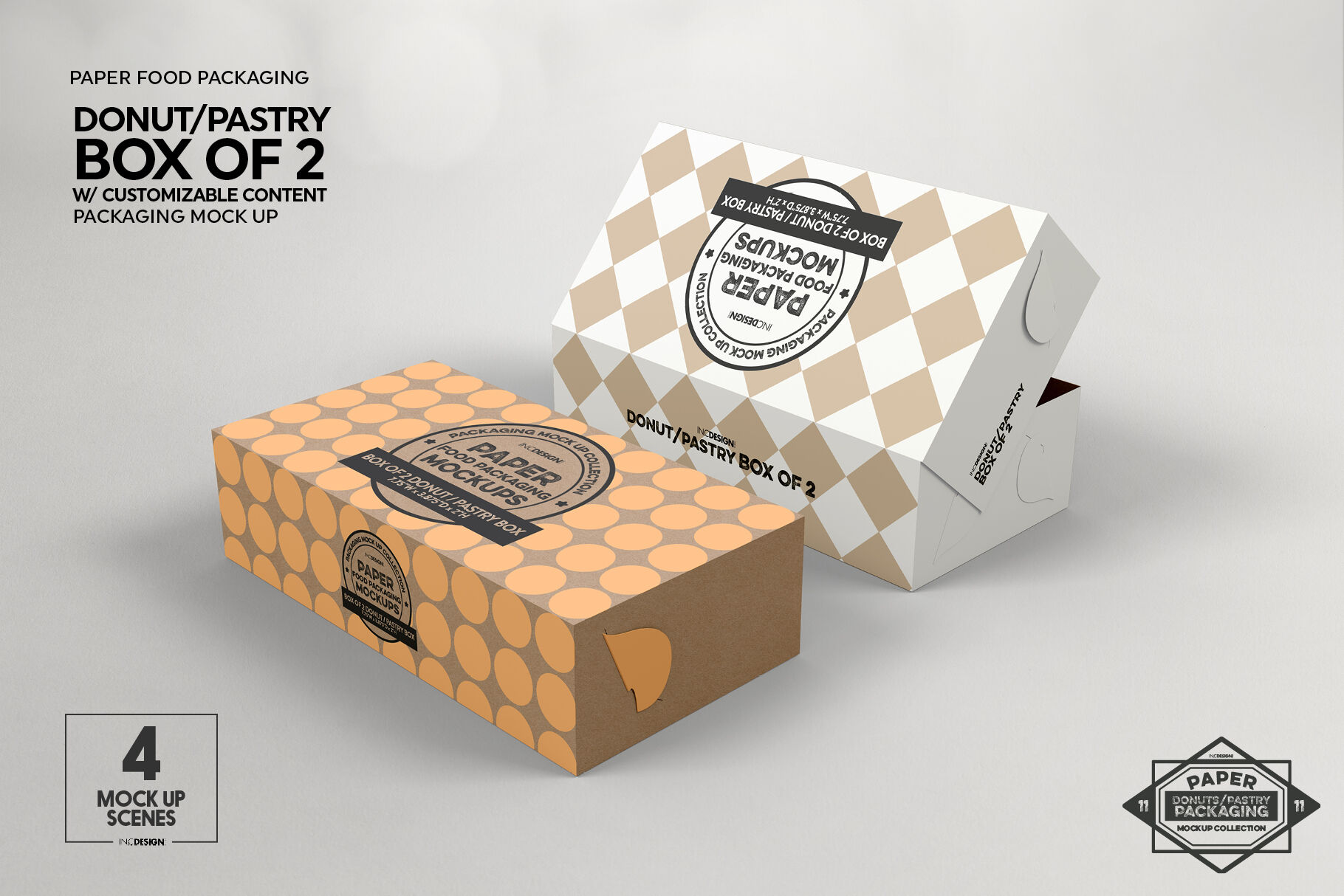 Download Box of Two Donut Pastry Box Mockup By INC Design Studio | TheHungryJPEG.com