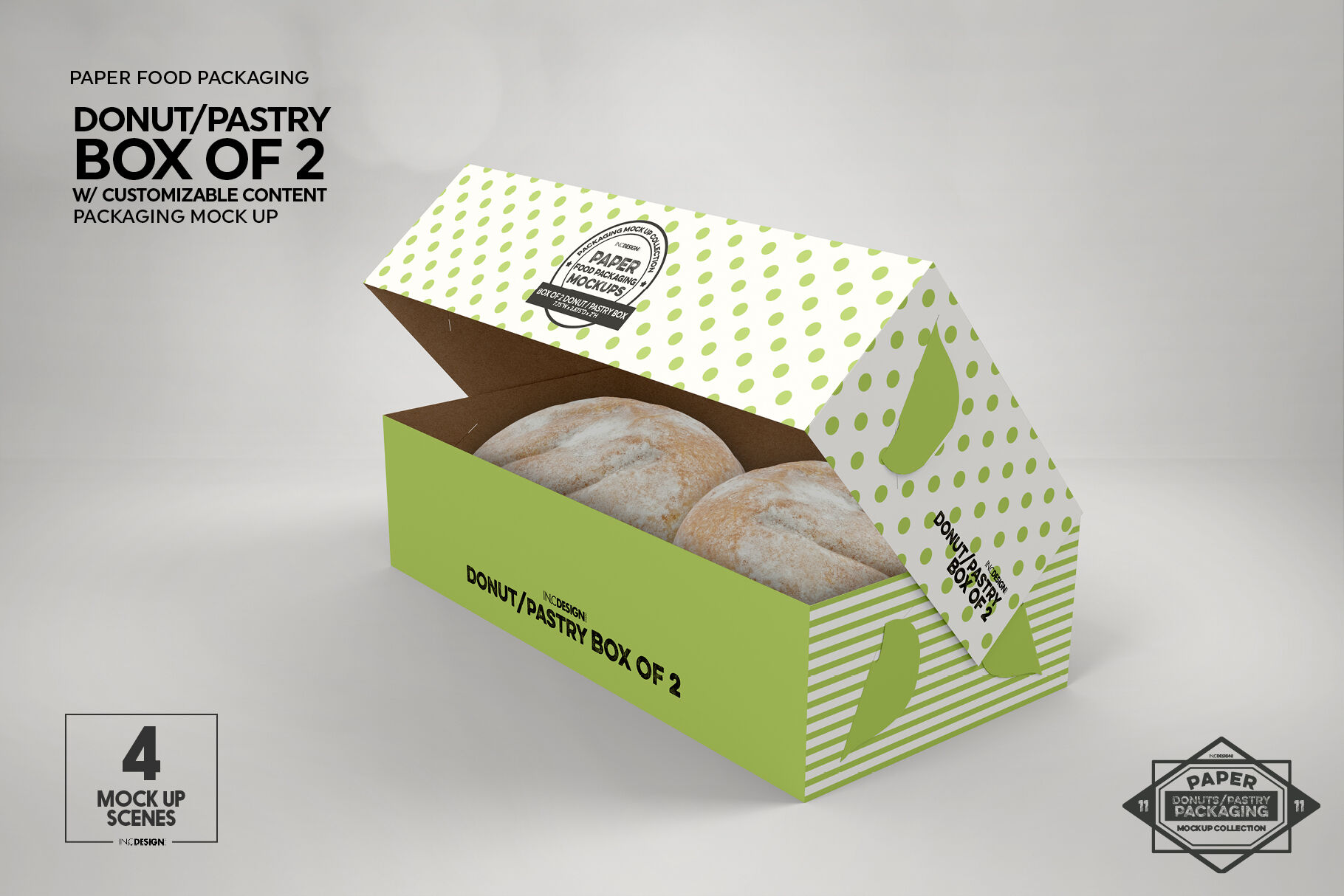 Box of Two Donut Pastry Box Mockup By INC Design Studio ...