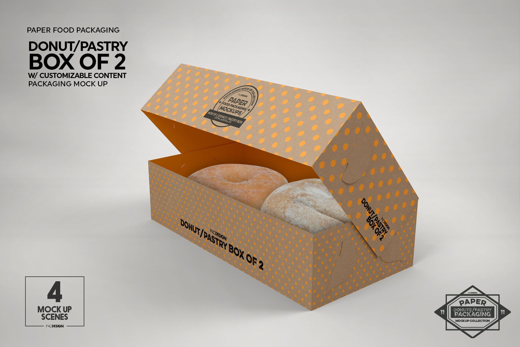 Box Of Two Donut Pastry Box Mockup By Inc Design Studio Thehungryjpeg Com