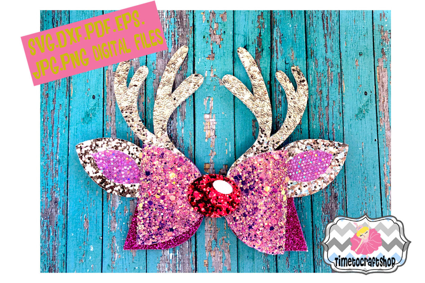 Download Reindeer Antler Hair Bow Template Svg Dxf Pdf Eps Jpg By Timetocraftshop Thehungryjpeg Com