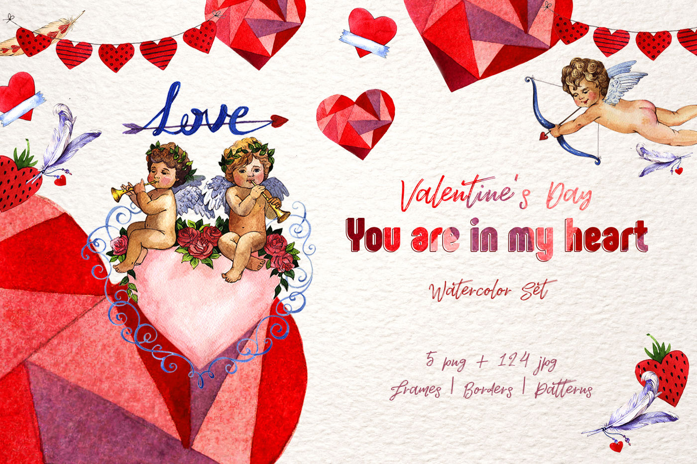 Valentines Day PNG watercolor set By MyStocks