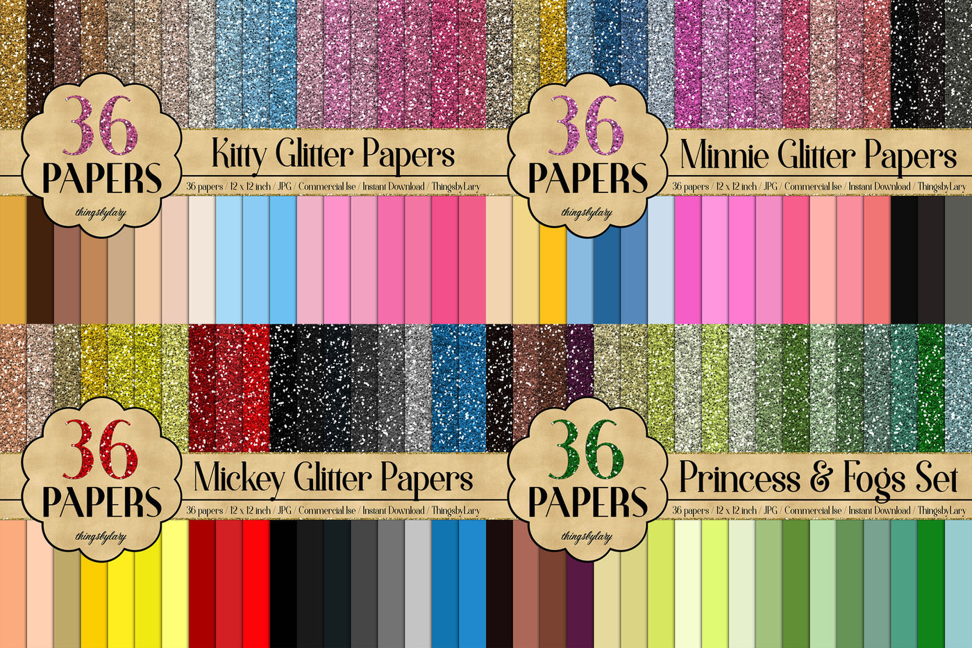 SALE OFF 432 Glitter Digital Paper, Princess Kid Party Paper By ArtInsider