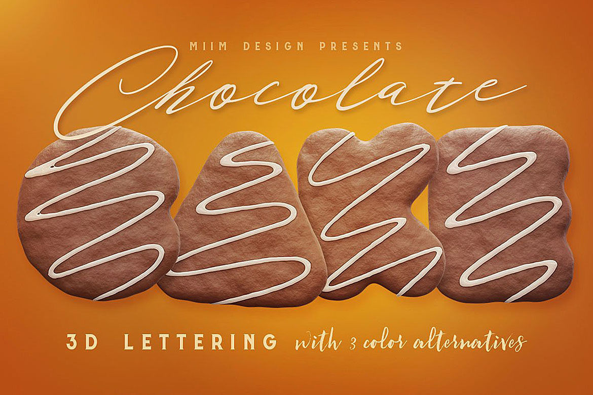 Chocolate Cake 3d Lettering By Cruzine Design Thehungryjpeg Com