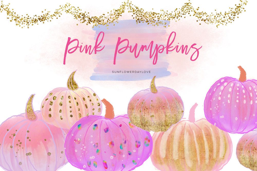 pink pumpkin clipart, Pink and Gold Pumpkins By Sunflower Day Love