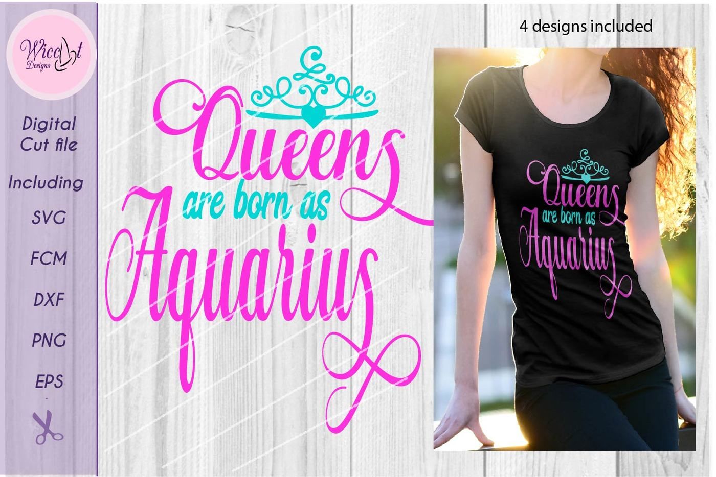 Aquarius Svg Queens Are Born As Aquarius Zodiac Svg Birth Sign Svg By Wiccatdesigns Thehungryjpeg Com