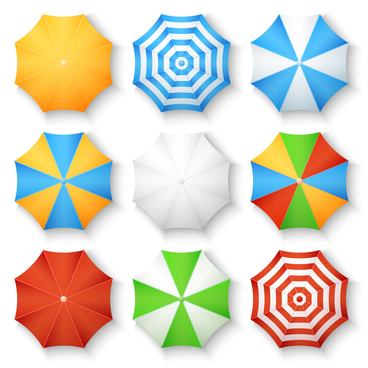 Download Beach sun umbrellas top view vector icons By Microvector ...