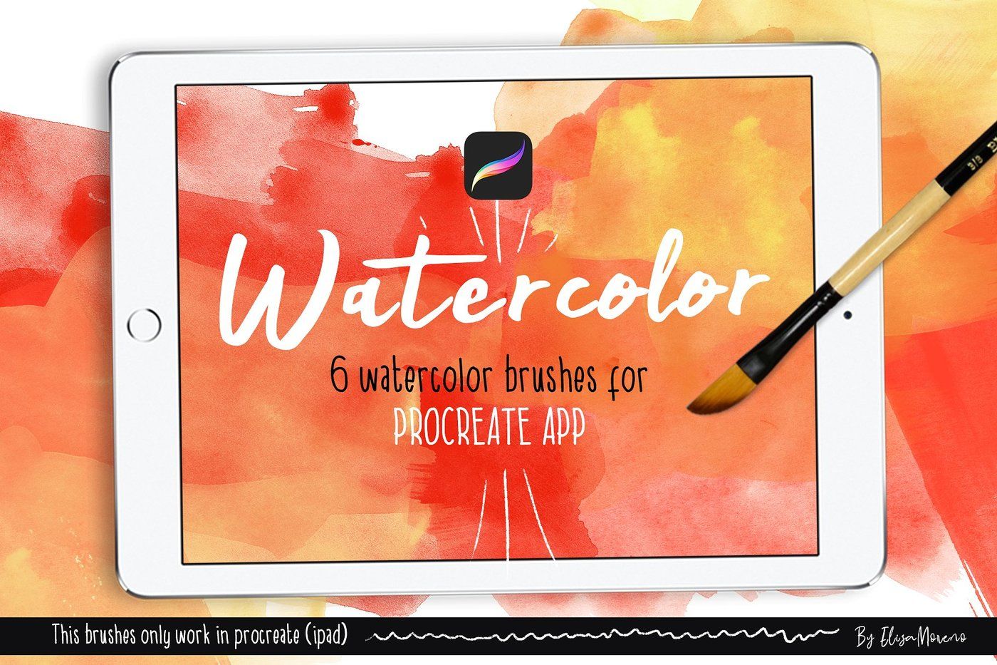 Watercolor brushes set for Procreate By Eliza Moreno Illustration