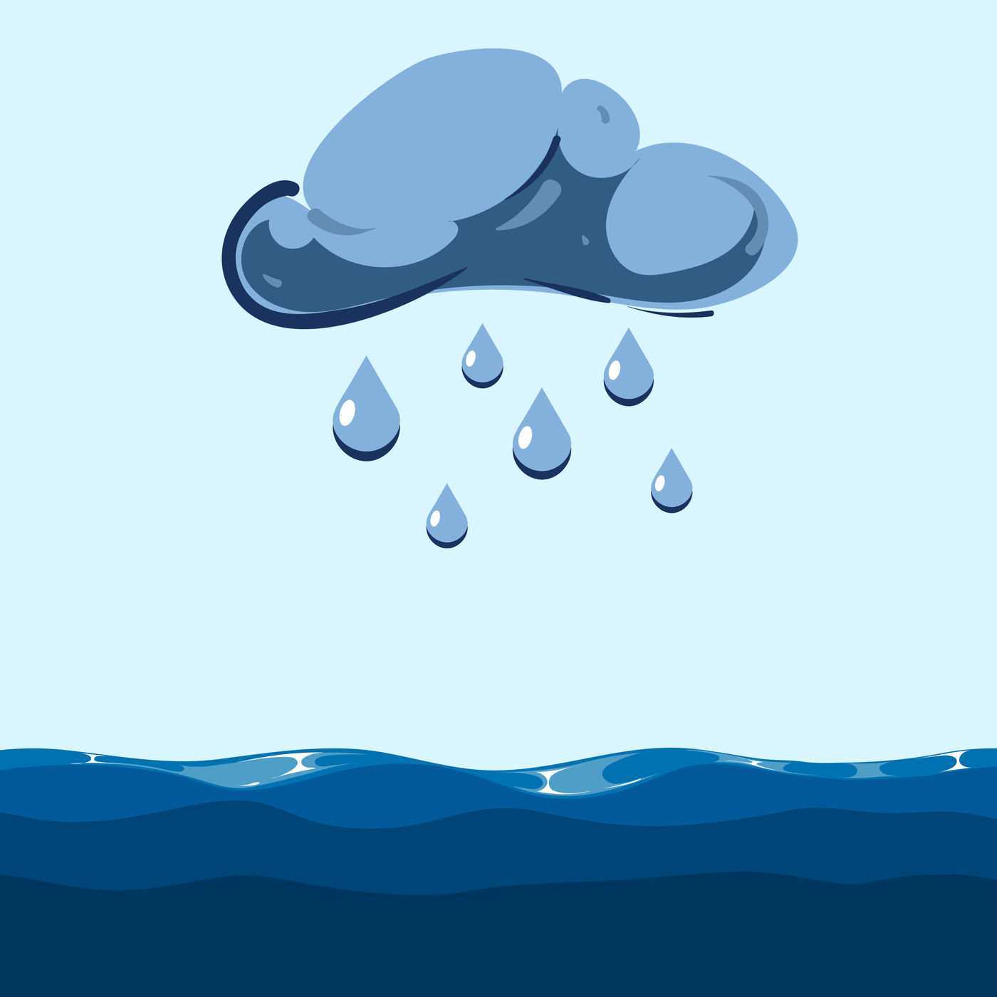 Vector cloud with falling rain sea By Microvector | TheHungryJPEG