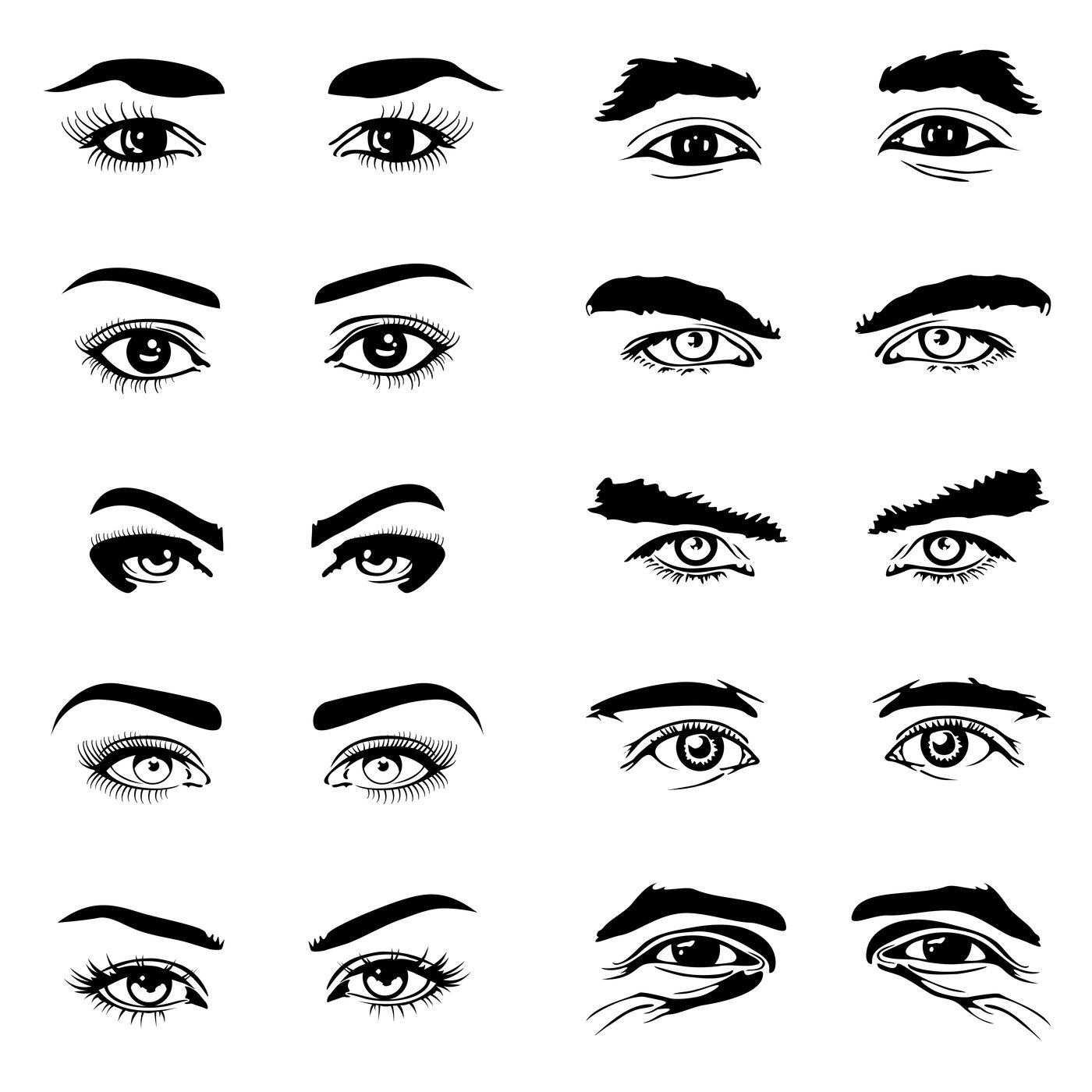 Male And Female Eyes Eyebrows Vector Elements By Microvector
