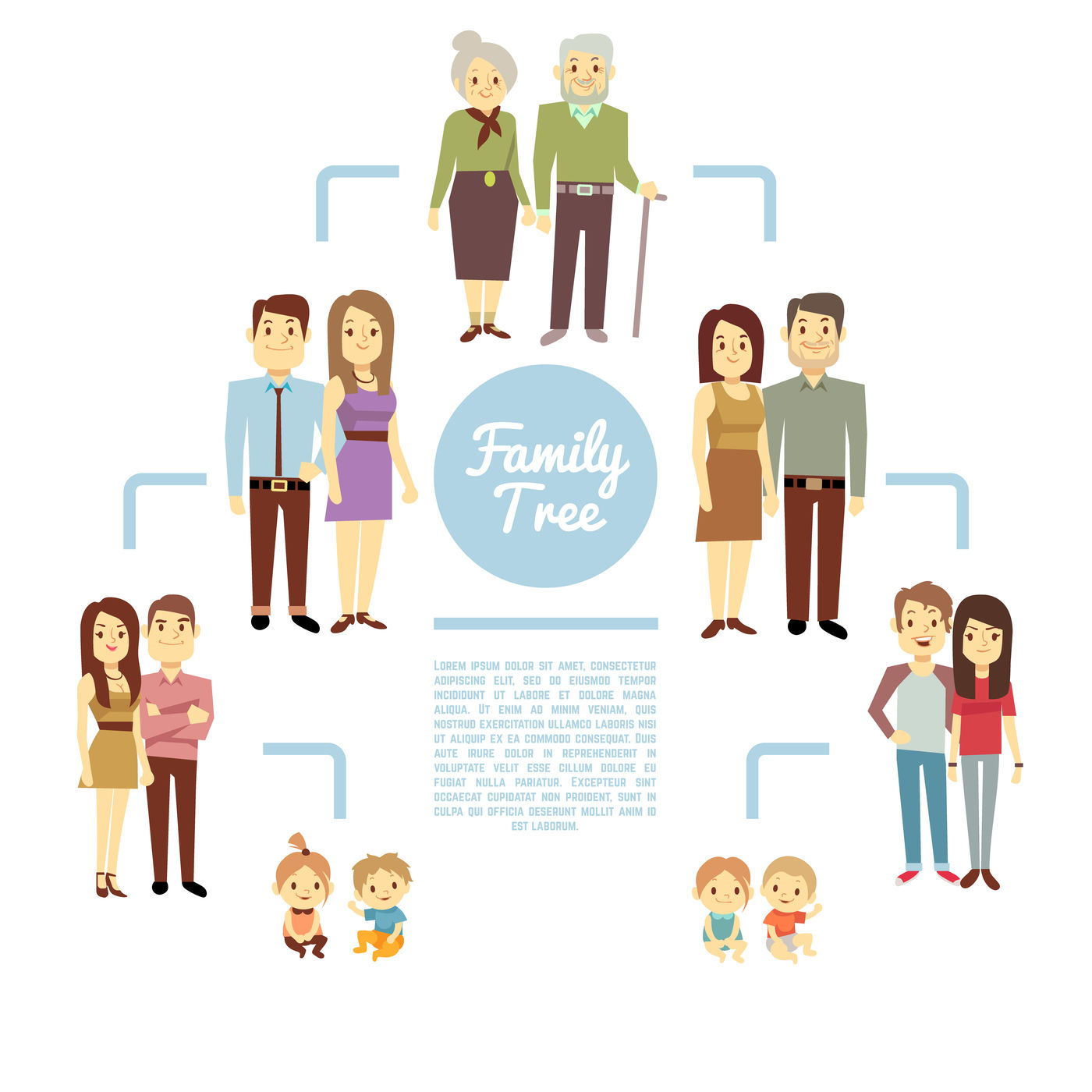 Family tree with people icons of four generations vector illustration ...