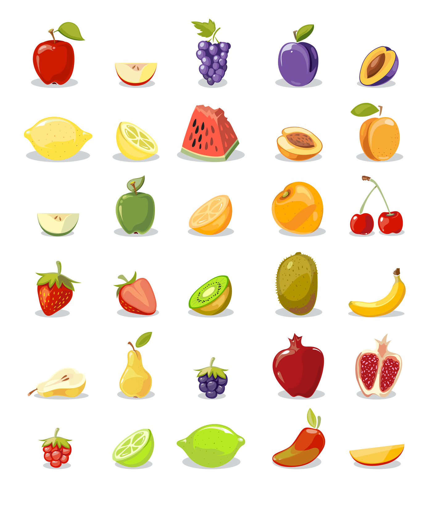 Vector fruits and slices collection By Microvector | TheHungryJPEG