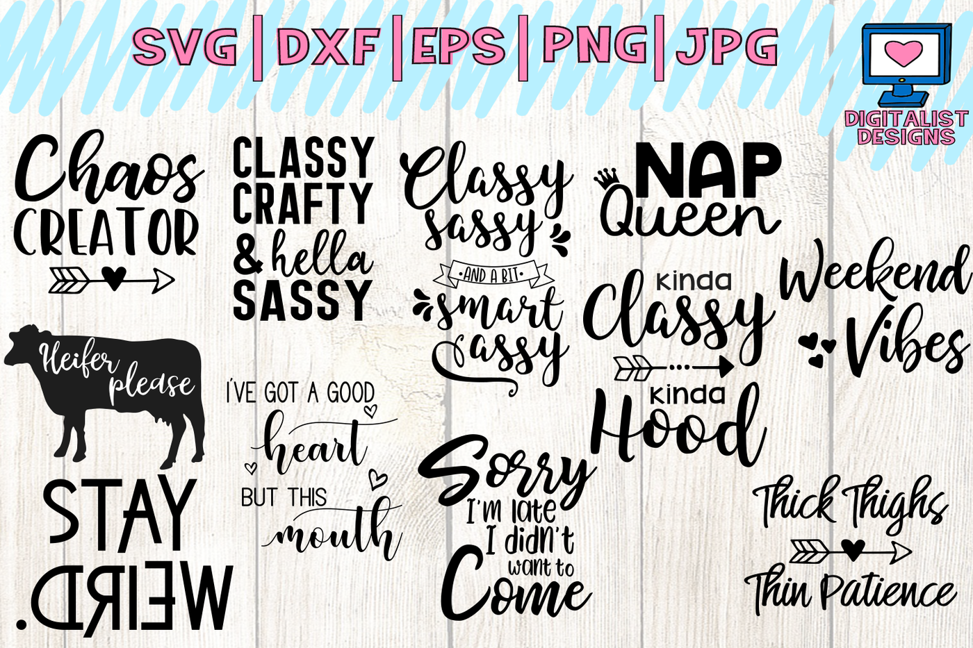 Download Sassy Quotes Bundle Svg Funny Quotes Dxf Png Jpg Eps By Digitalistdesigns Thehungryjpeg Com SVG, PNG, EPS, DXF File