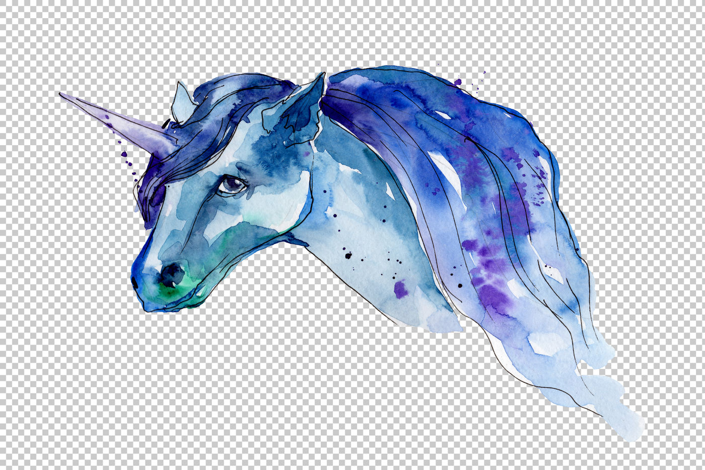 Cute Colorful Unicorn Horses Png Watercolor Set By Mystocks Thehungryjpeg