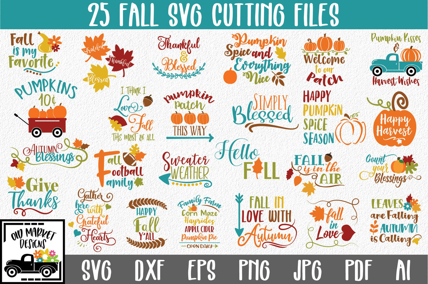 Download Fall SVG Bundle with 25 SVG PNG DXF EPS AI JpG Cut Files By Shannon Keyser | TheHungryJPEG.com