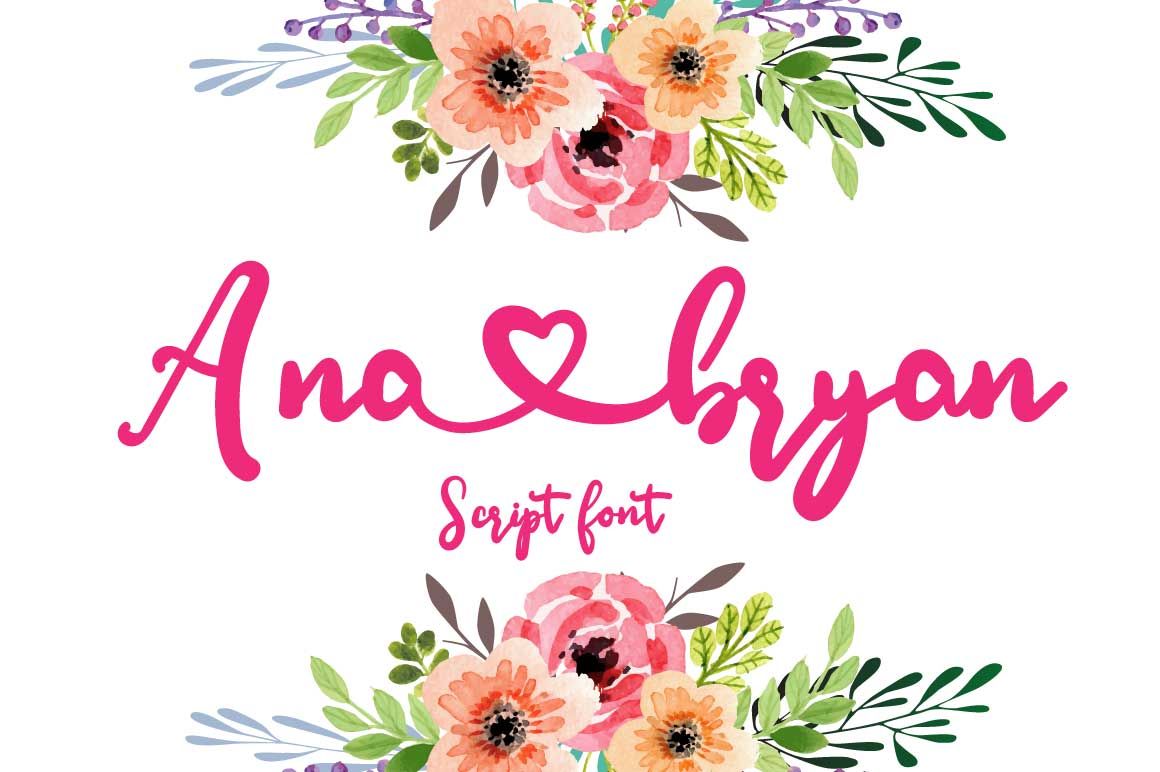 Ana Bryan Cute Heart Script Font By Watercolor Floral Designs By Watercolorfloraldesigns Thehungryjpeg Com