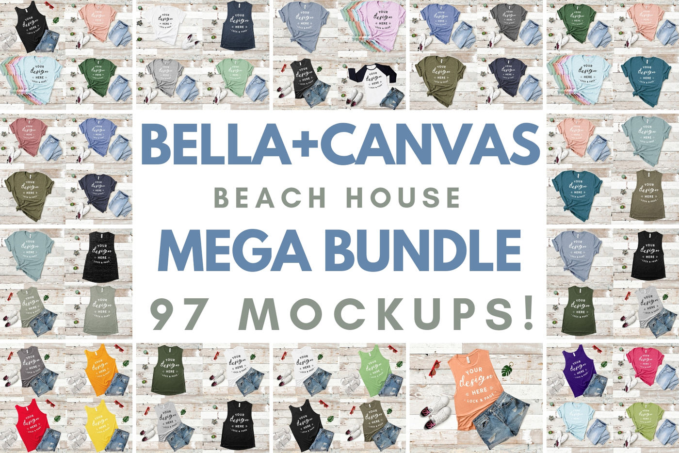 Bella Canvas Tshirt Mockup Mega Bundle Beach House Collection Summer By Lock And Page Thehungryjpeg Com