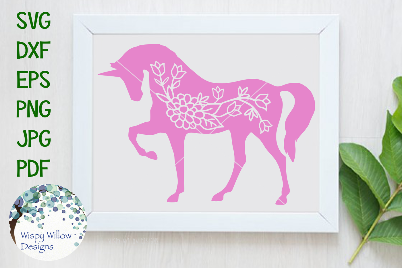 Download Floral Unicorn SVG DXF PNG JPG EPS PDF By Wispy Willow Designs | TheHungryJPEG.com