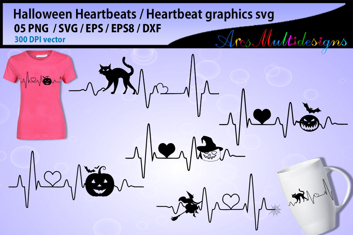 Halloween Heartbeat Graphics And Illustration Heartbeat Graph Svg By Arcsmultidesignsshop Thehungryjpeg Com