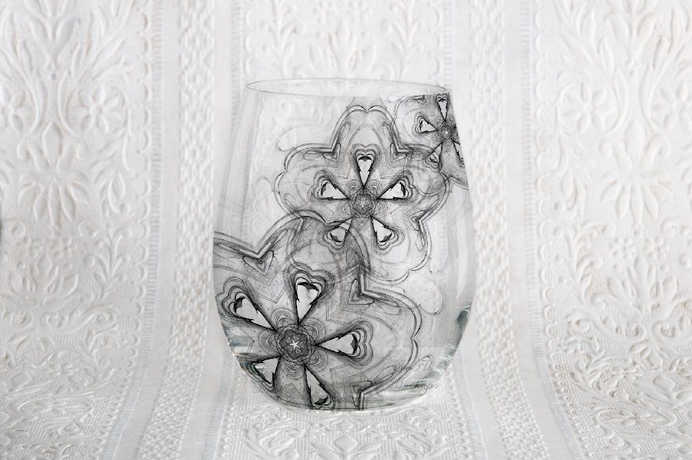 Stem wine glass Mockup PSD, Neutral minimalist background
