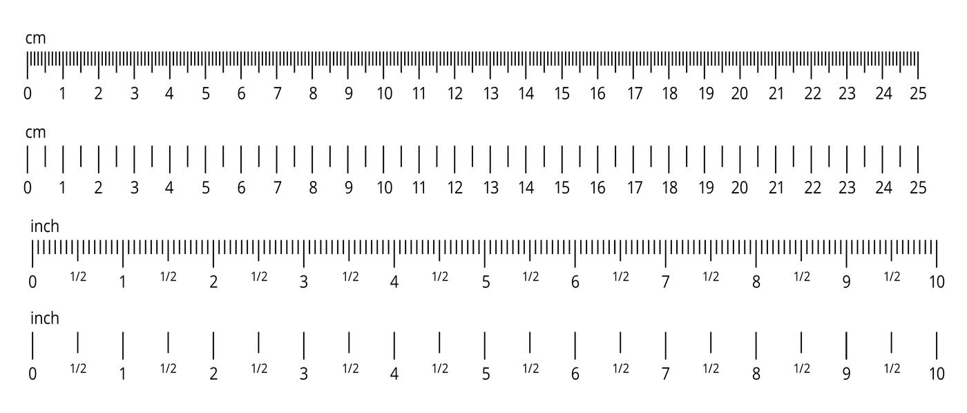 Inch and metric rulers. Centimeters and inches measuring scale. Precis By  Tartila