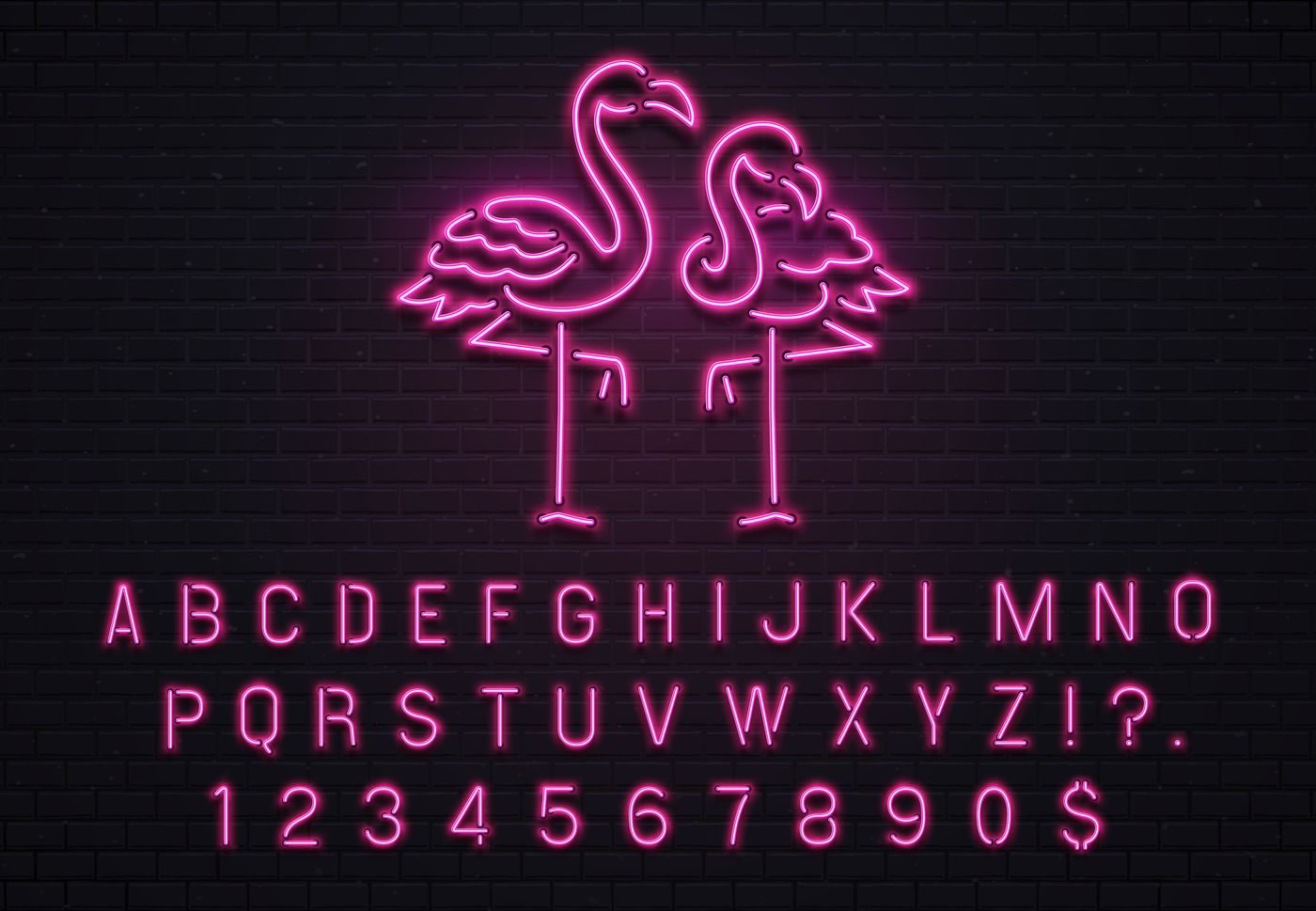 Flamingo Neon Sign Pink 80s Font Tropical Flamingos Electric Glow Ba By Tartila Thehungryjpeg Com