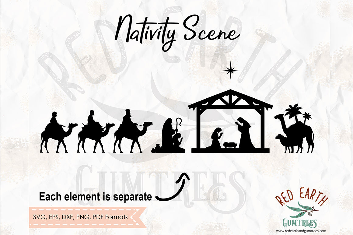 Nativity Scene Christmas 3 Kings Svg Png Eps Dxf Pdf Formats By Svgbrewerydesigns Thehungryjpeg Com